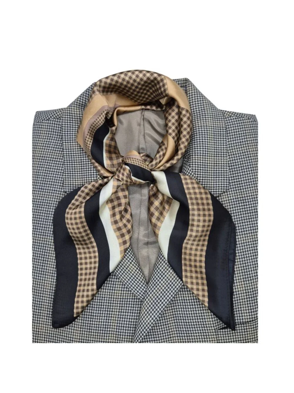 ✨New Elegant Bandana Geometric Scarf Silky Satin Black and Brown Wrap Stylish✨